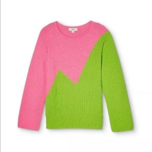 NWT Victor Glemaud for Target Pink/Green Colorblock Sweater